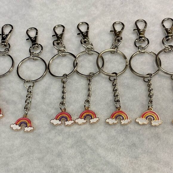 Rainbow Cloud  Charms Pendants Lobster Claw Keychain Handmade - Picture 2 of 7